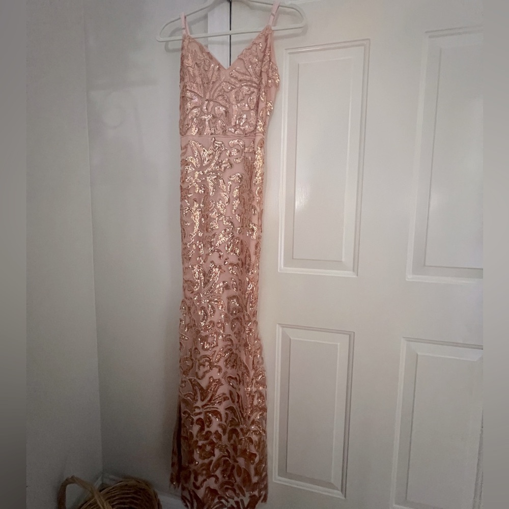 Long sequined gown with straps
